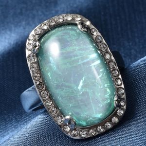 STAINLESS STEEL OPAL AND CZ RING